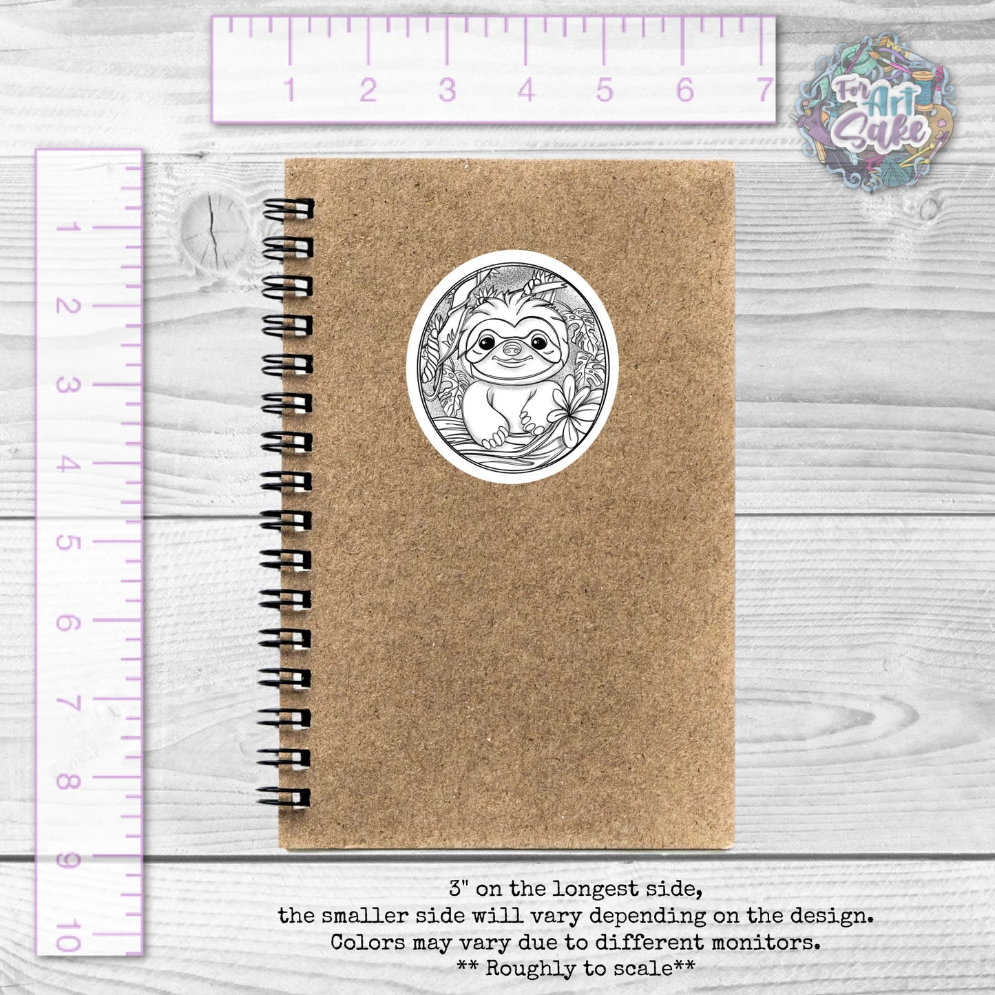 For Art Sake Stickers -  3" Sticker -CYO - Sloth