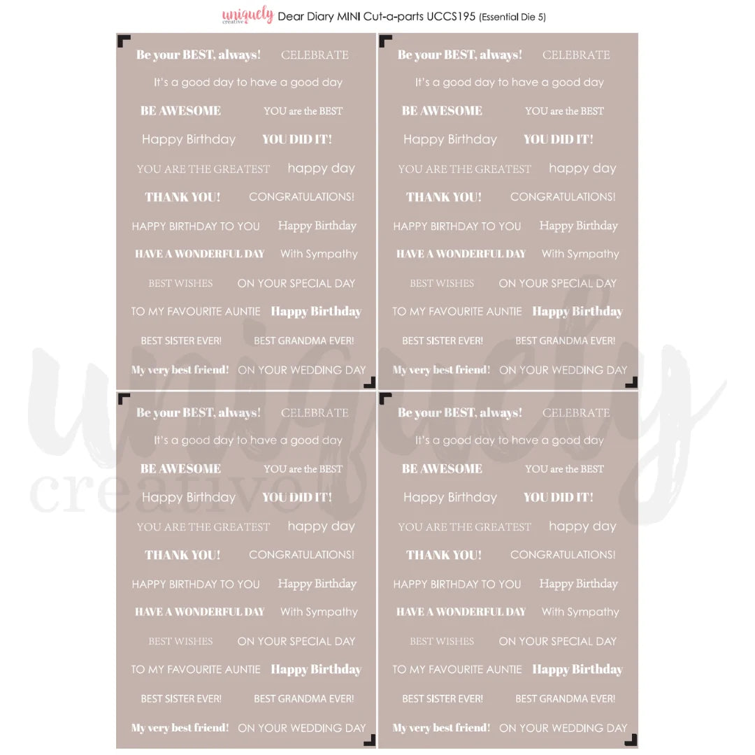 Uniquely Creative - Dear Diary Collection - Mini Cut-a-Part