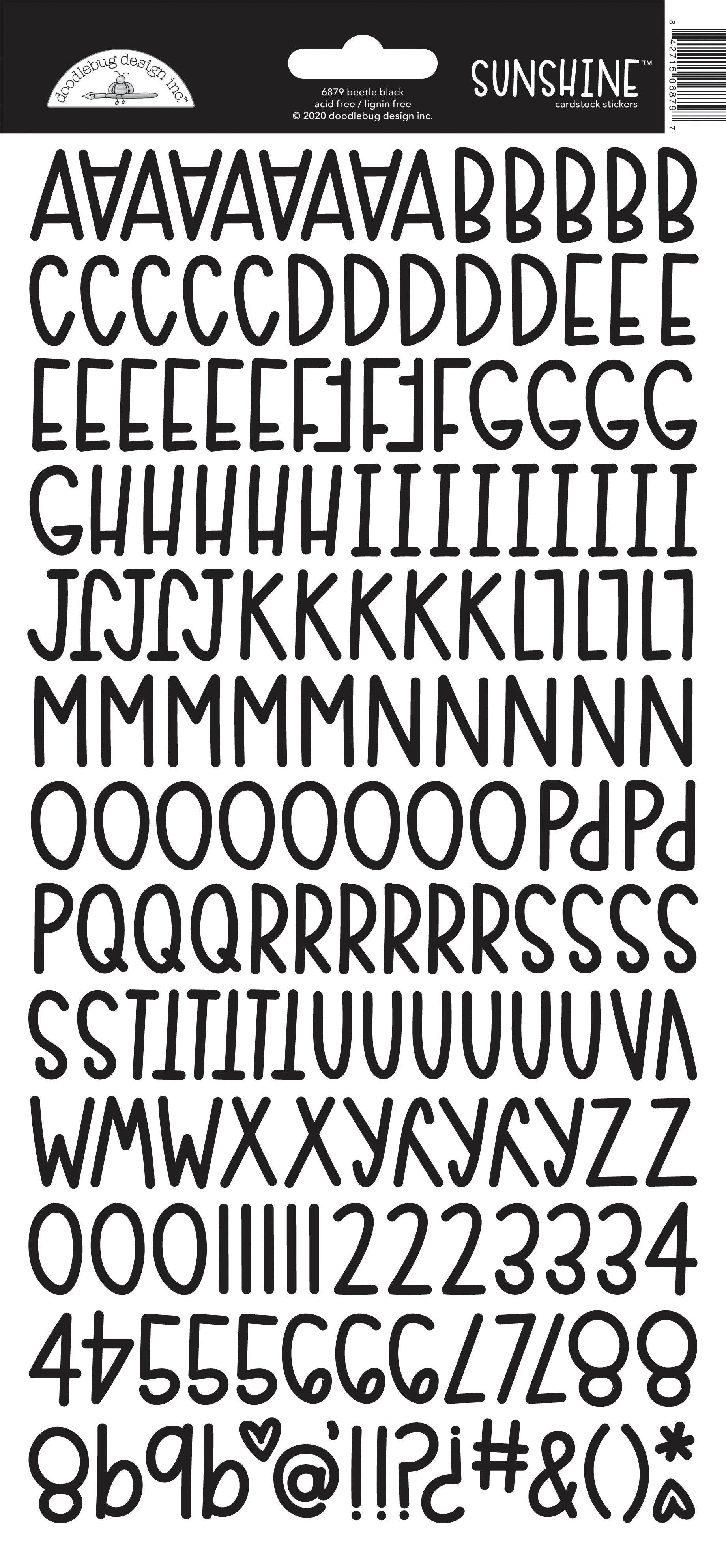 Black lettering stickers on a white background