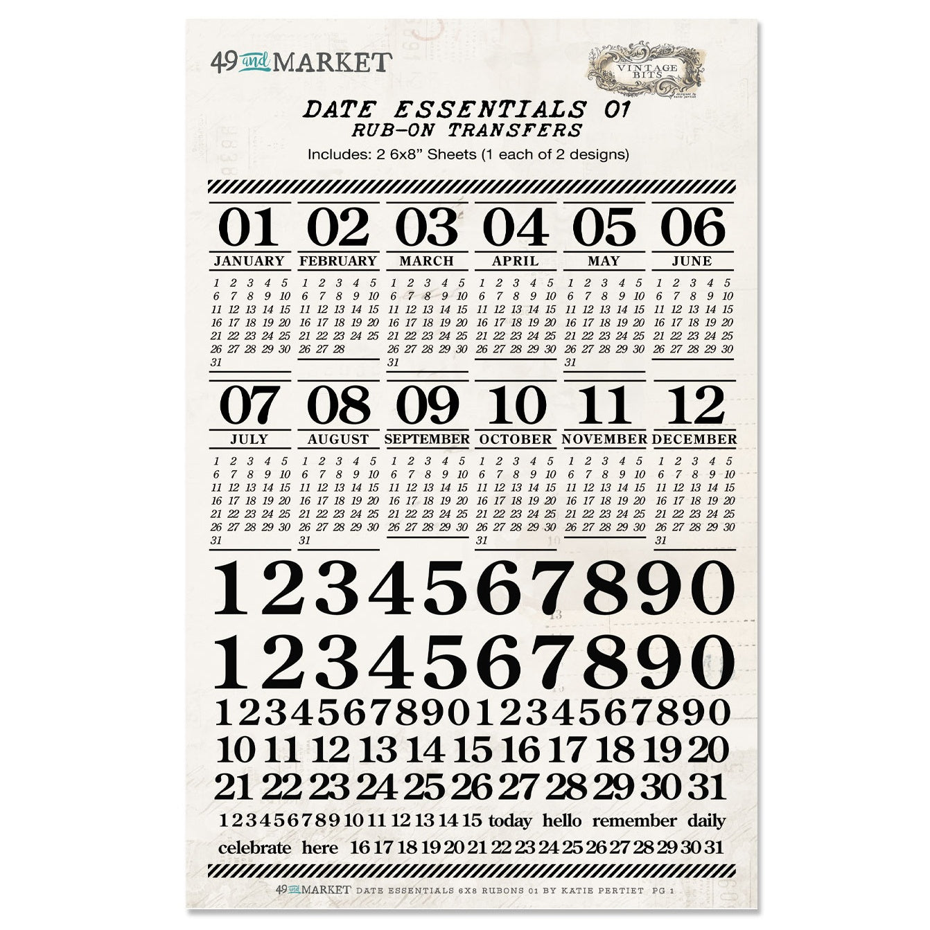 49 and Market - Rub-On Transfers - Date Essentials 01