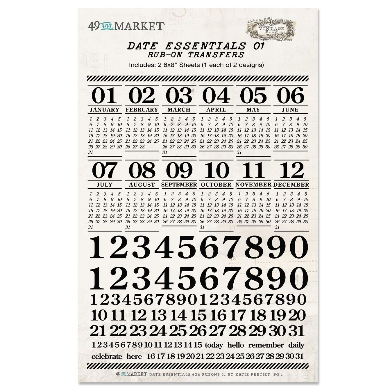 49 and Market - Rub-On Transfers - Date Essentials 01