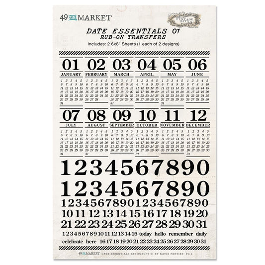 49 and Market - Rub-On Transfers - Date Essentials 01