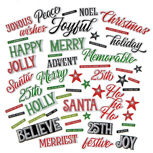 49 and Market - Christmas Spectacular Collection - Chipboard Set - Words