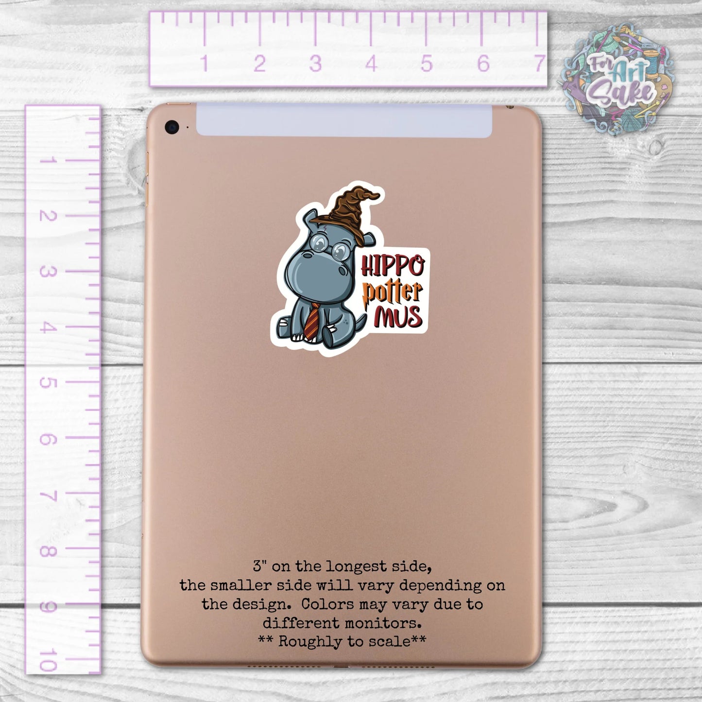 For Art Sake Stickers -  Wizard Pun Series- Hippo-Potter-Mus 3" Sticker