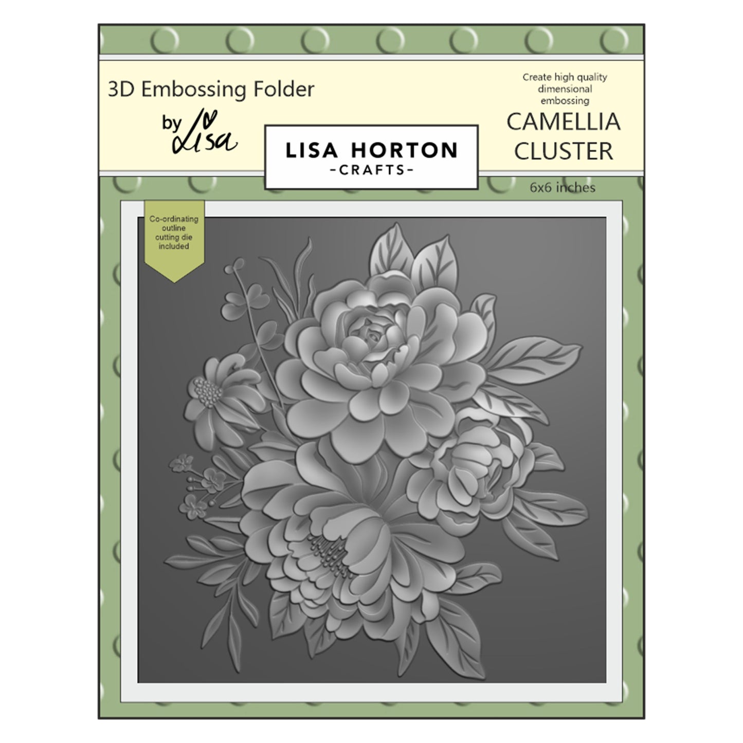 Lisa Horton Crafts - Embossing Folder 6 x 6 And Die - Camellia Cluster