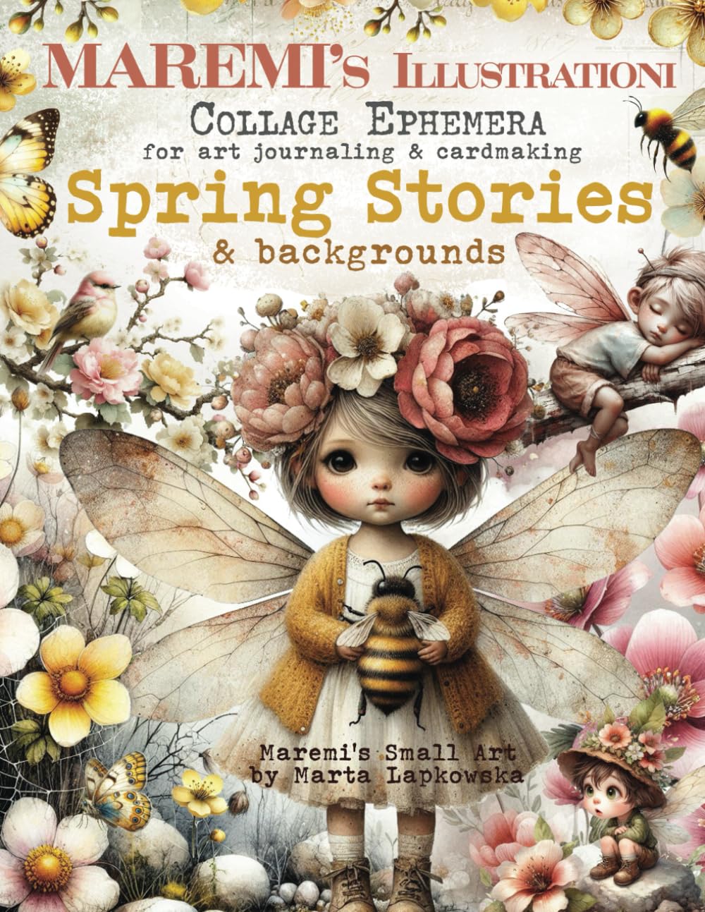 Maremi Small Art - ILLUSTRATIONI - Collage Ephemera For Art Journaling  & Cardmaking - Spring Stories & Backgrouonds