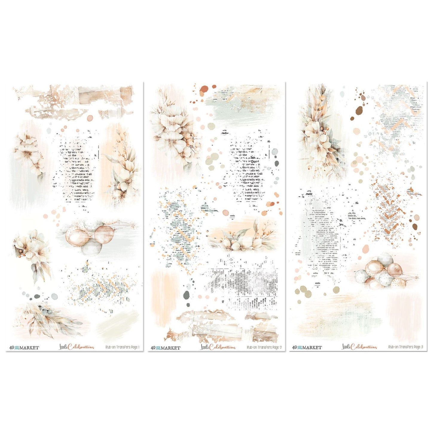49 and Market - Little Celebrations Collection - 6 x 12 Rub-on Transfer Set