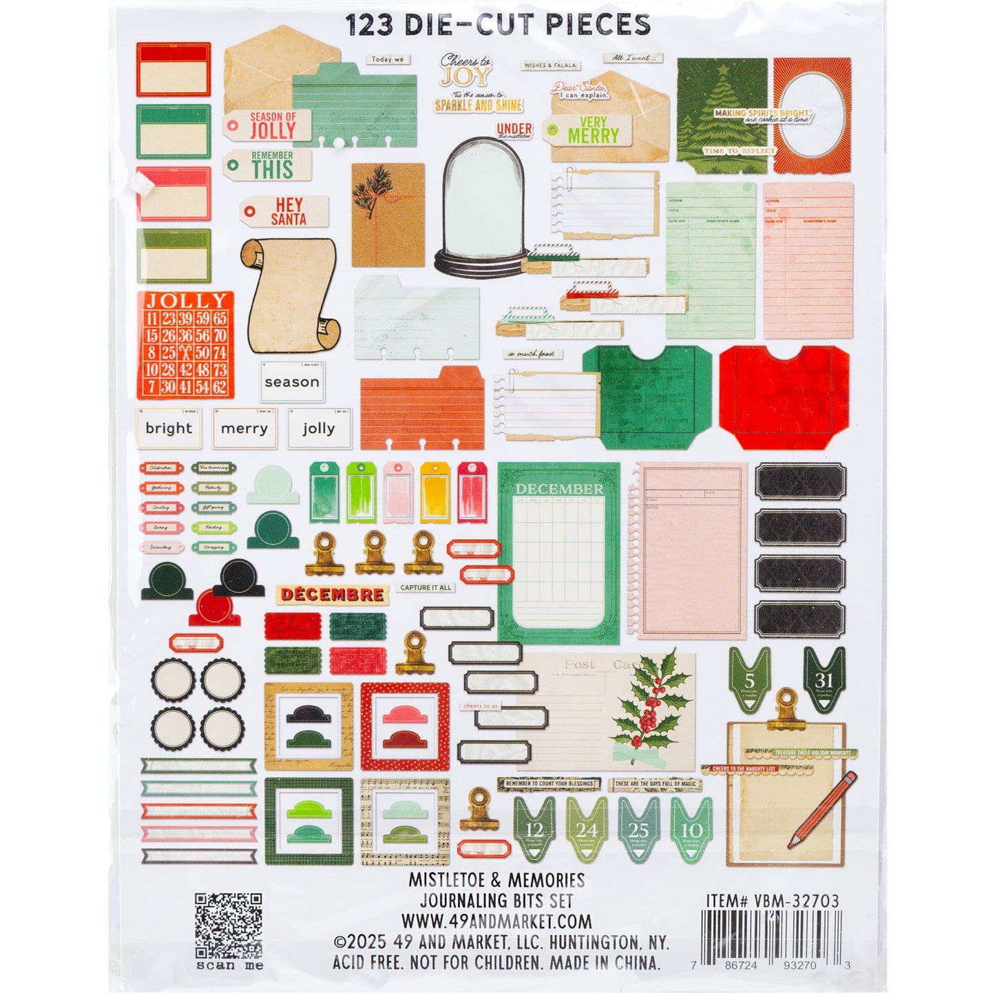 49 and Market - Mistletoe and Memories Collection - Journaling Die Cuts
