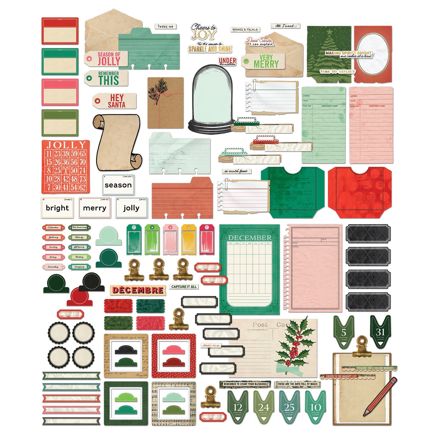 49 and Market - Mistletoe and Memories Collection - Journaling Die Cuts