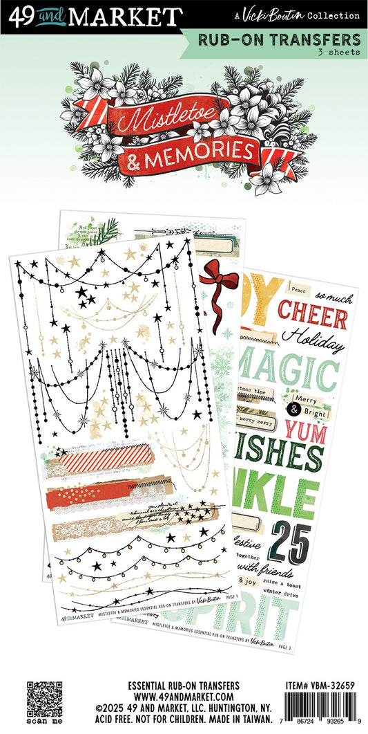 49 and Market - Mistletoe and Memories Collection - Essential Rub-On Transfers