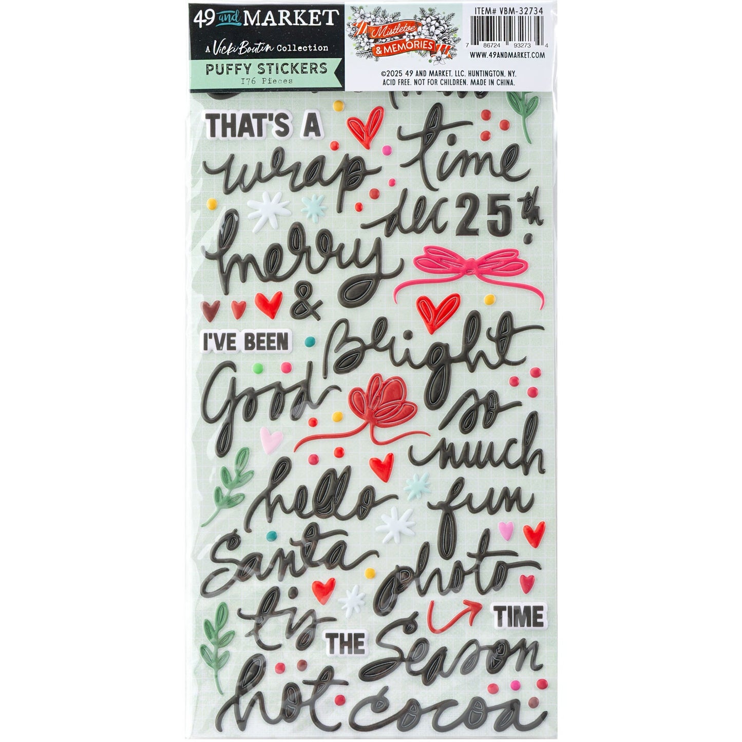 49 and Market - Mistletoe and Memories Collection - Puffy Stickers