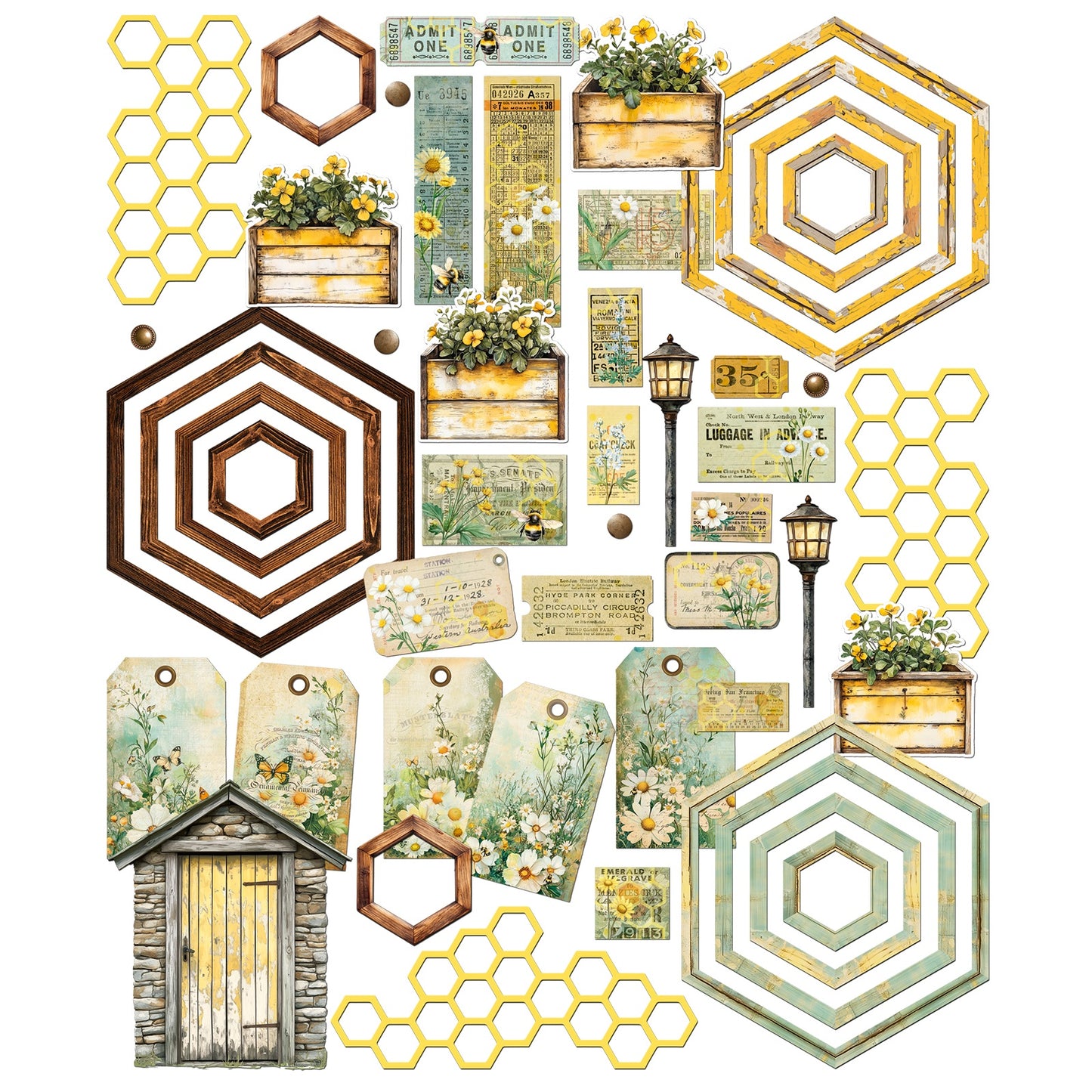 49 and Market - Botanical Buzz Collection - Die Cut Elements
