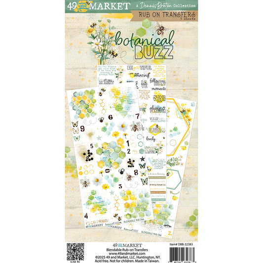 49 and Market - Botanical Buzz Collection - Rub-On Transfers
