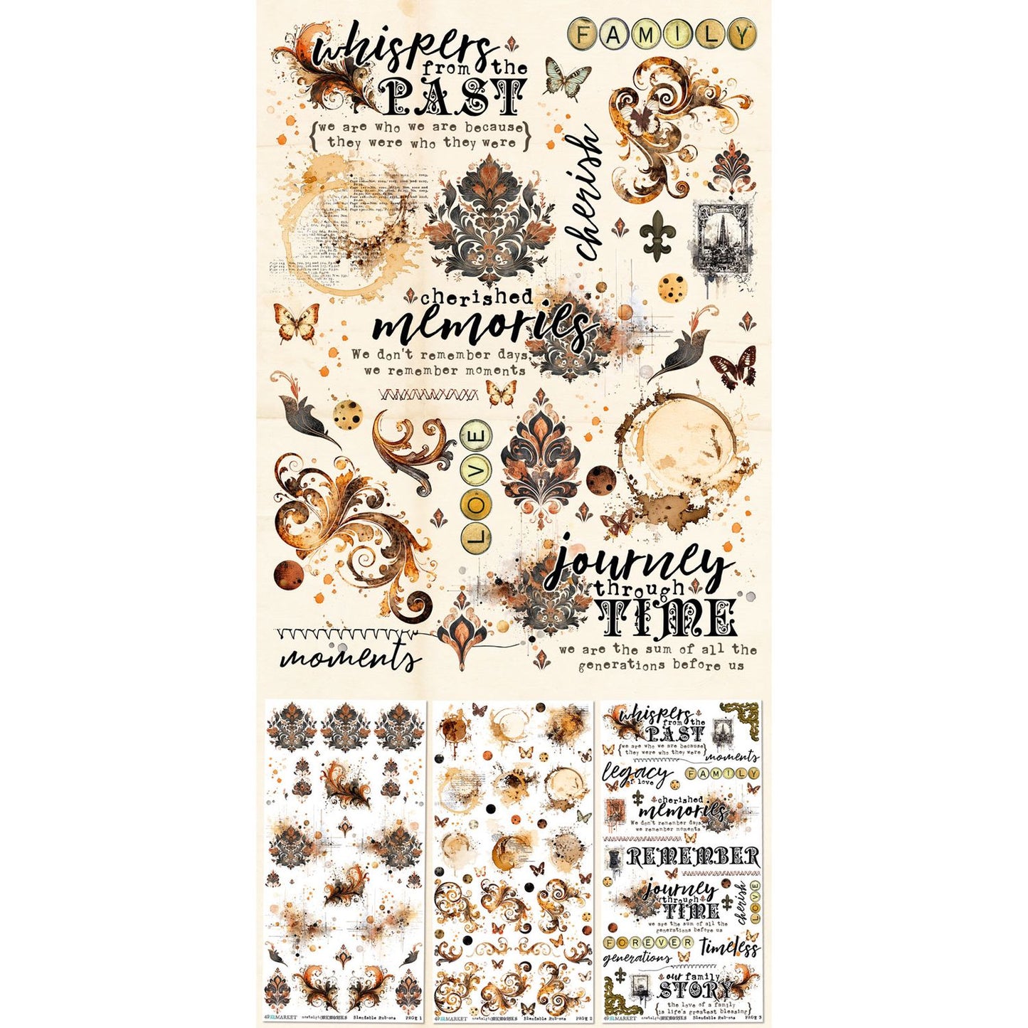 49 and Market - Nostalgic Memories - 6 x 12 Blendable Rub On Transfers