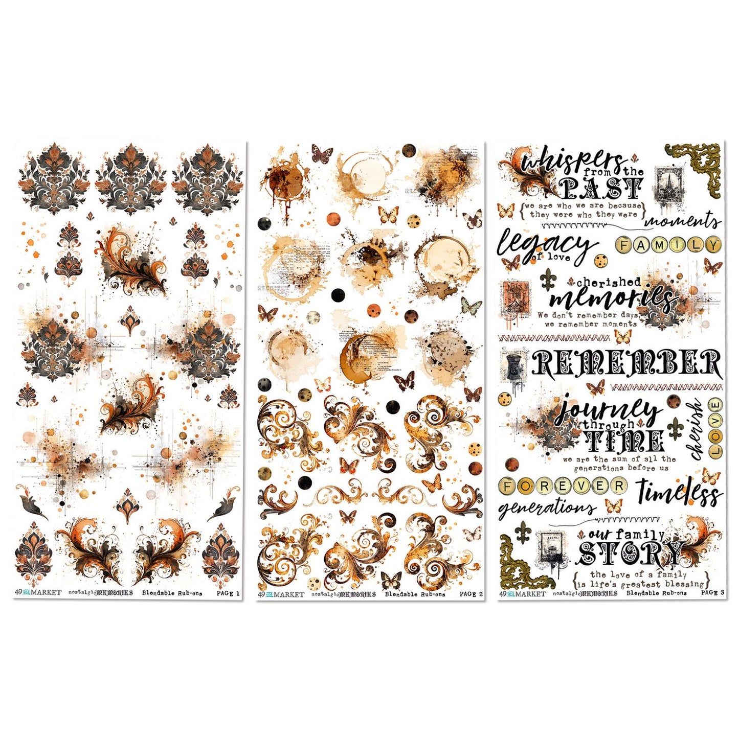 49 and Market - Nostalgic Memories - 6 x 12 Blendable Rub On Transfers