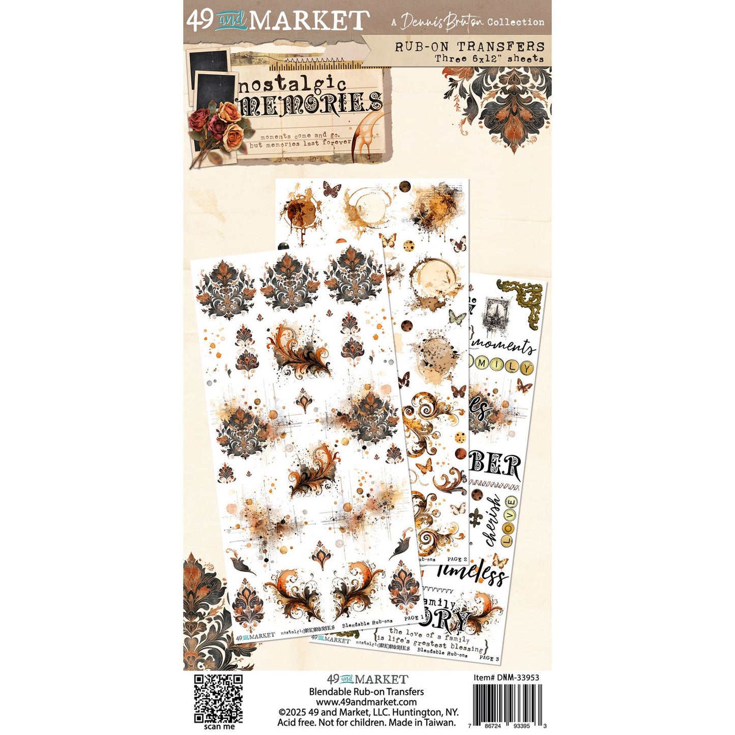 49 and Market - Nostalgic Memories - 6 x 12 Blendable Rub On Transfers
