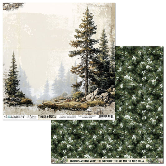 49 and Market - Timber And Tweed Collection - 12 x 12 Double Sided Paper - Cabin Escape