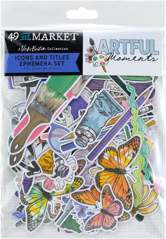 49 And Market - Vicki Boutin - Artful Moments Collection - Ephemera - Laser Cut - Icons And Titles