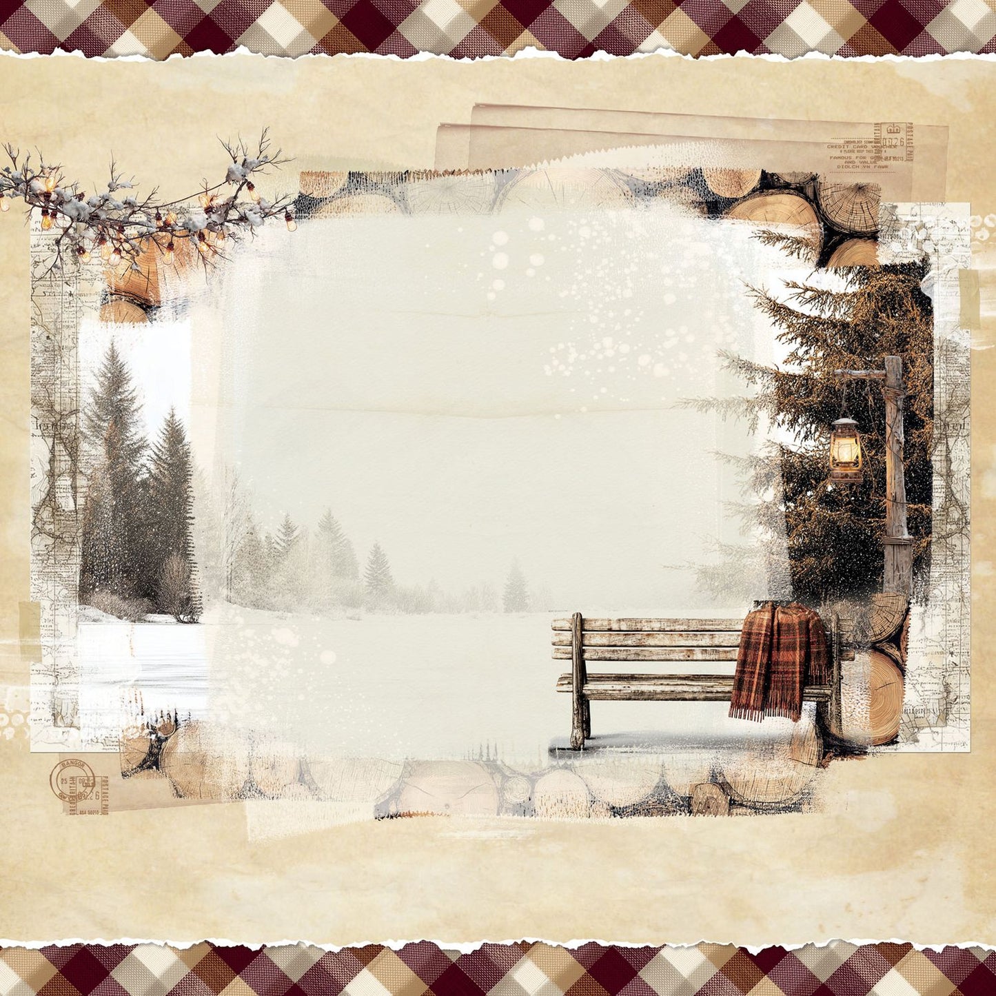 49 and Market - Timber And Tweed Collection - 12 x 12 Double Sided Paper - Alpine Retreat