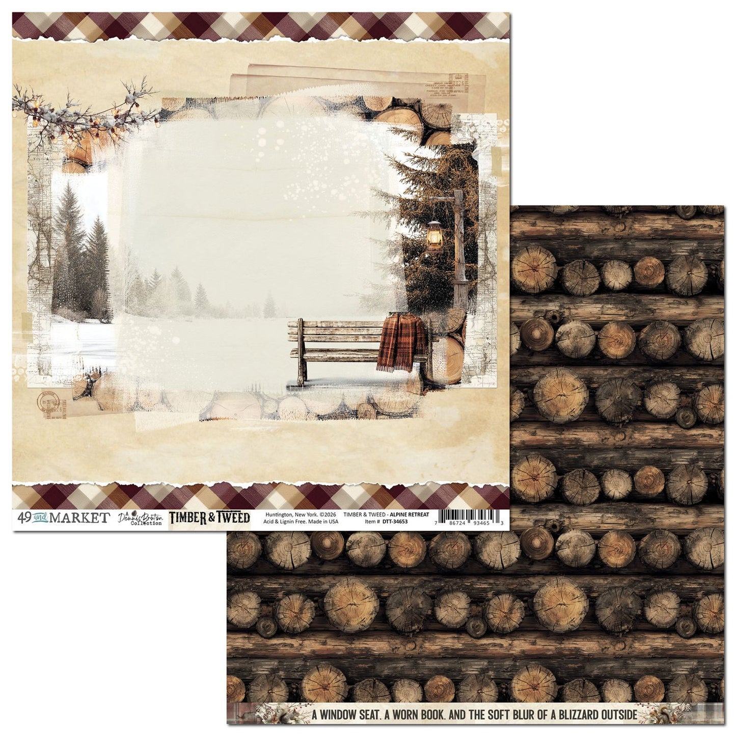 49 and Market - Timber And Tweed Collection - 12 x 12 Double Sided Paper - Alpine Retreat
