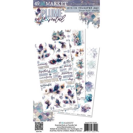 49 and Market - Plume & Petal Collection - Blendable Rub-On Transfer Set