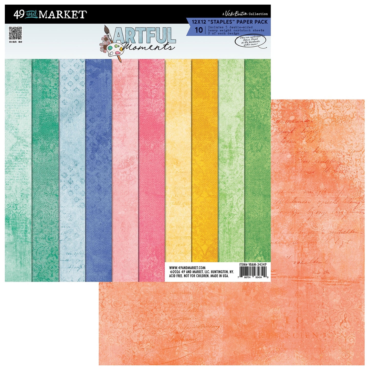 49 And Market - Vicki Boutin - Artful Moments Collection - 12 x 12 Collection Pack - Staples