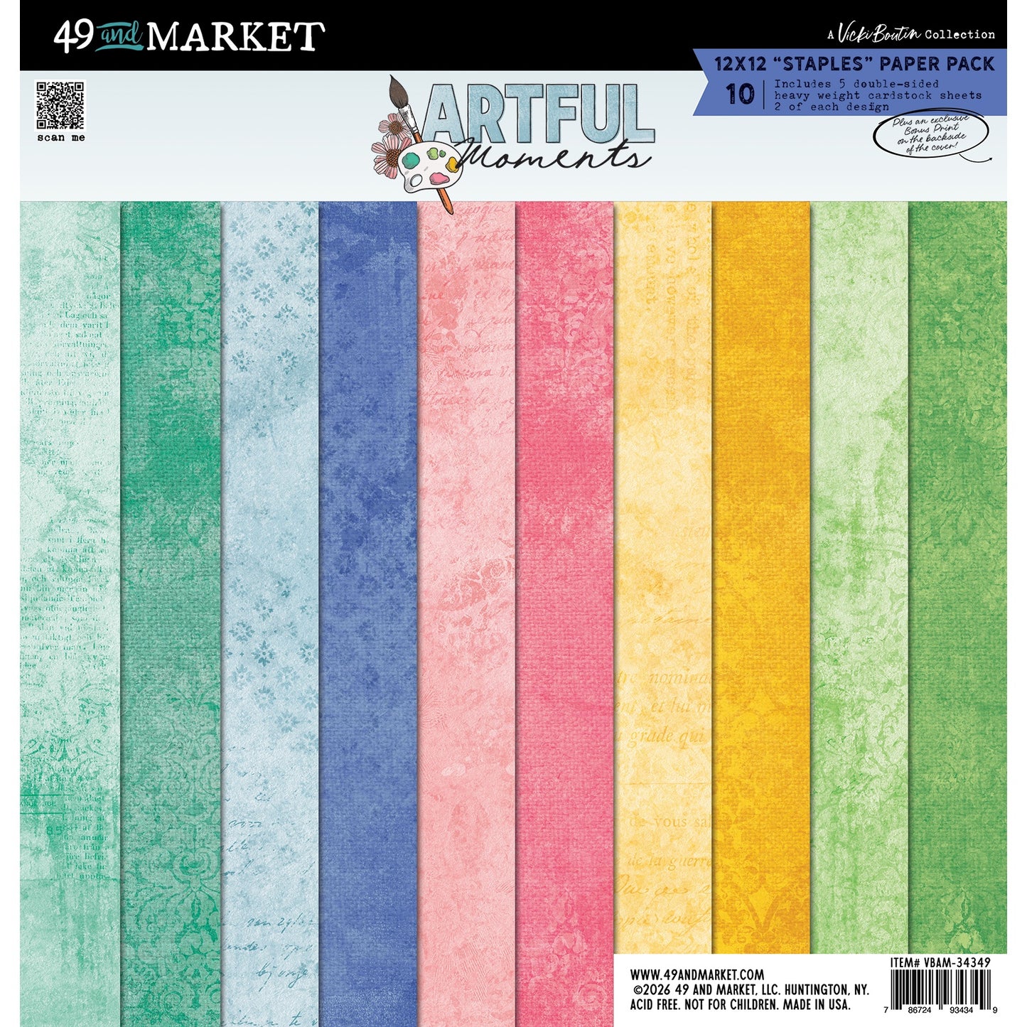 49 And Market - Vicki Boutin - Artful Moments Collection - 12 x 12 Collection Pack - Staples