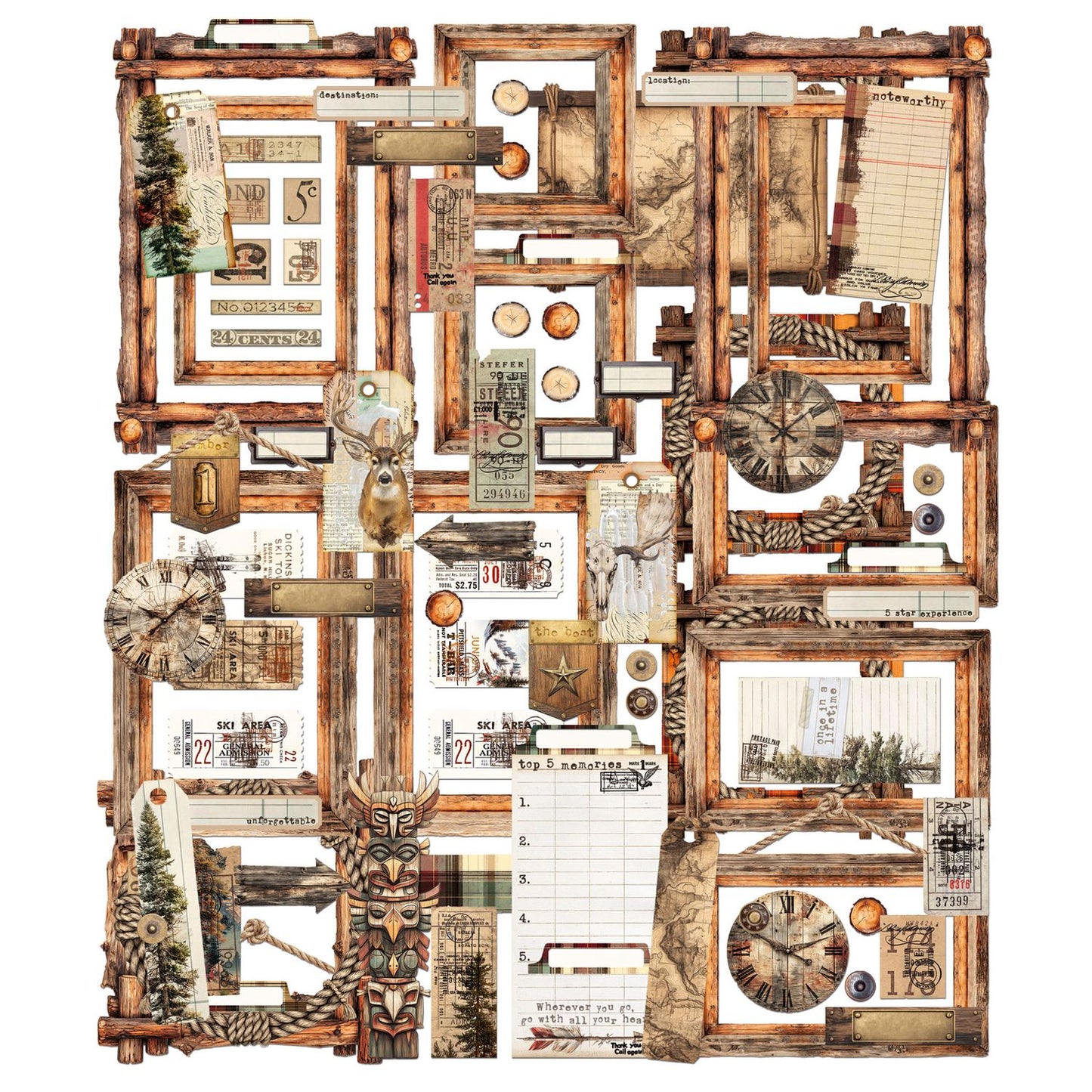 49 and Market - Timber And Tweed Collection - Die-Cut Ephemera and Frames