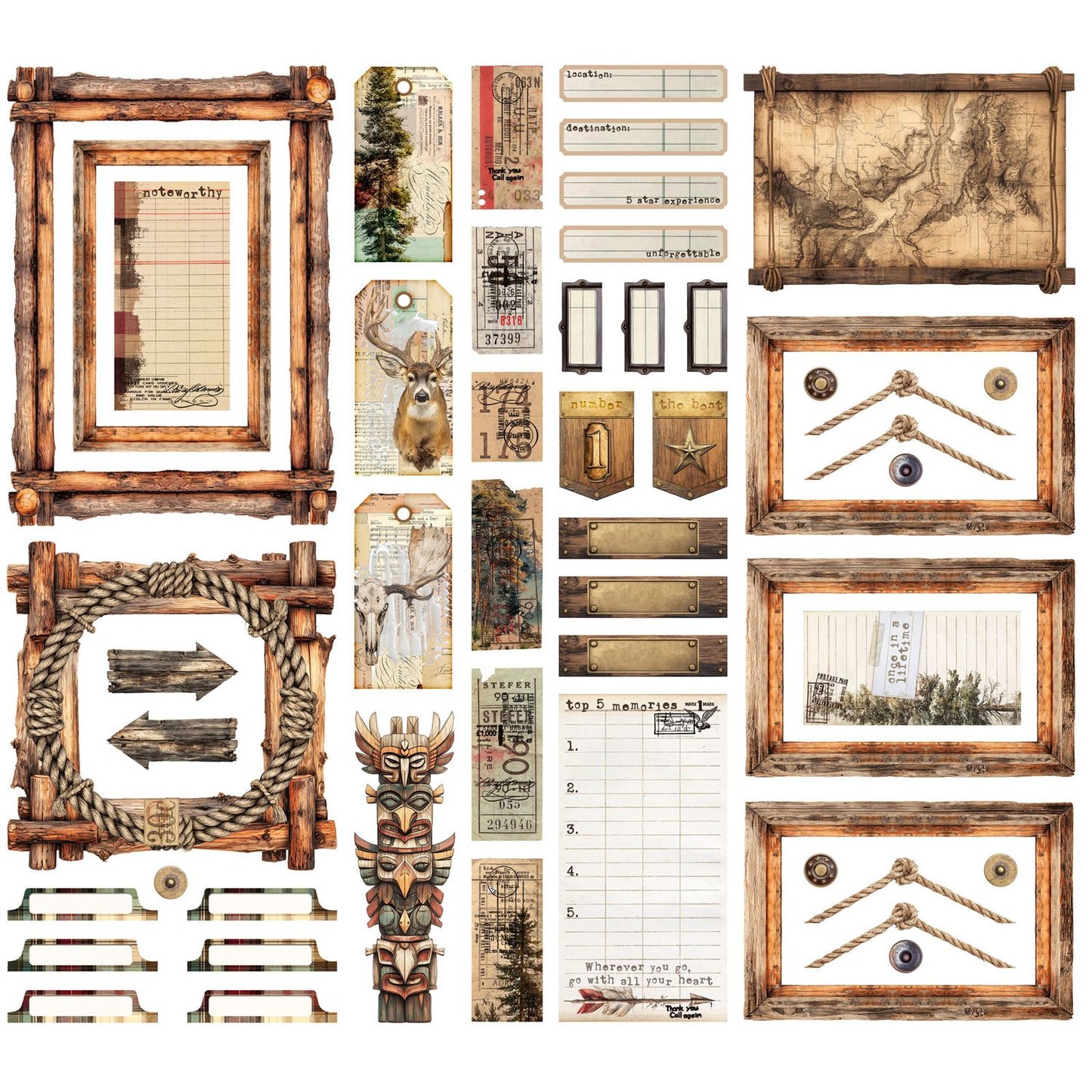 49 and Market - Timber And Tweed Collection - Die-Cut Ephemera and Frames