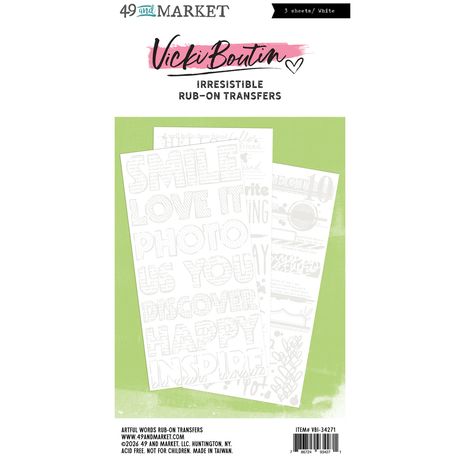 49 and Market - Vicki Boutin - Irresistible Collection - Artful Words Rub-On Transfers