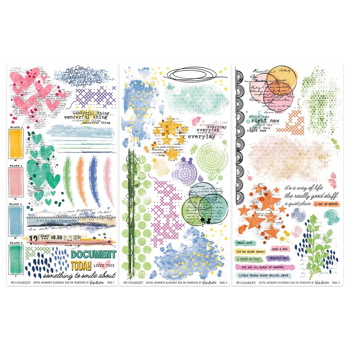 49 And Market - Vicki Boutin - Artful Moments Collection - Blendable Rub-On Transfers