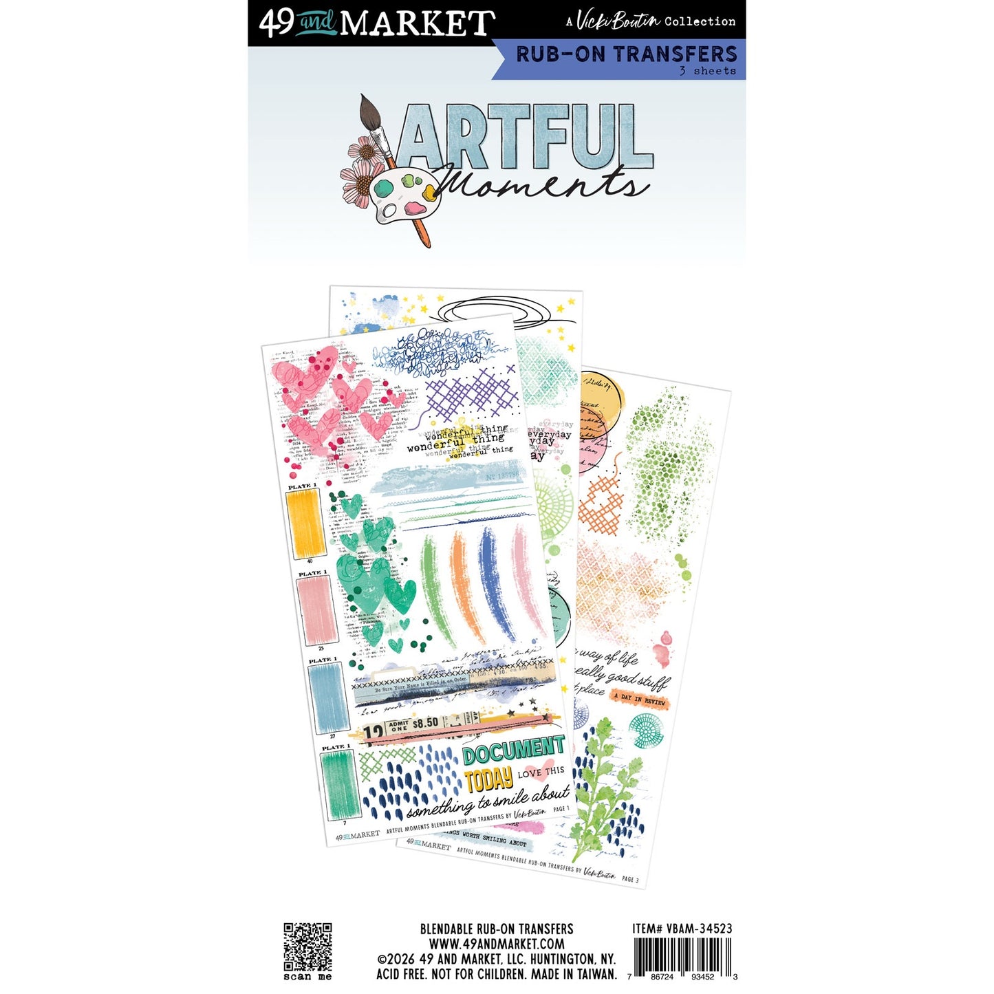 49 And Market - Vicki Boutin - Artful Moments Collection - Blendable Rub-On Transfers