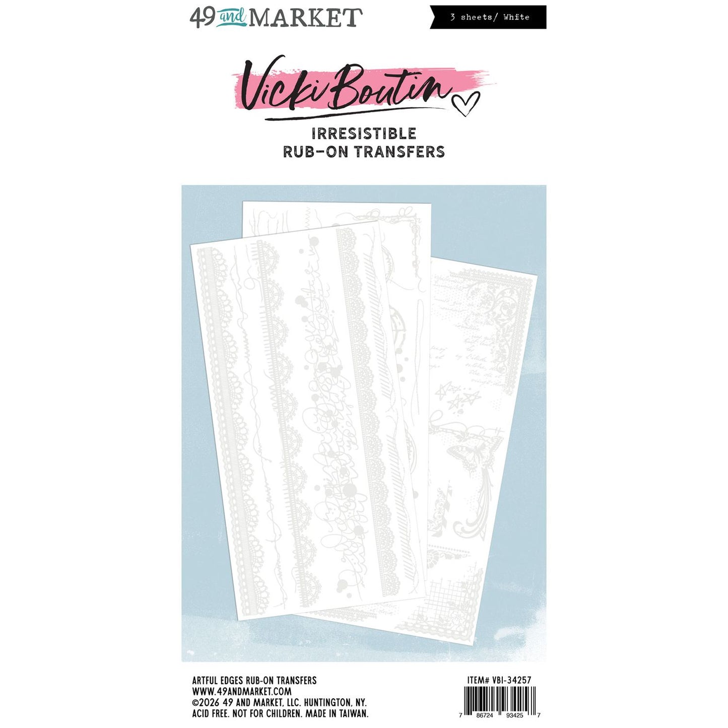 49 and Market - Vicki Boutin - Irresistible Collection - Artful Edges Rub-On Transfers