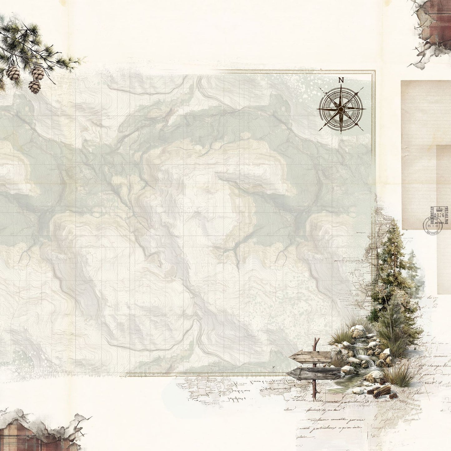 49 and Market - Timber And Tweed Collection - 12 x 12 Double Sided Paper - Icy Adventure