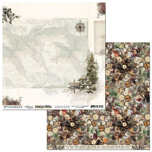 49 and Market - Timber And Tweed Collection - 12 x 12 Double Sided Paper - Icy Adventure