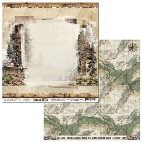 49 and Market - Timber And Tweed Collection - 12 x 12 Double Sided Paper - Wooded Forest