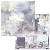 Two sheets of paper with a watercolor design on a white background