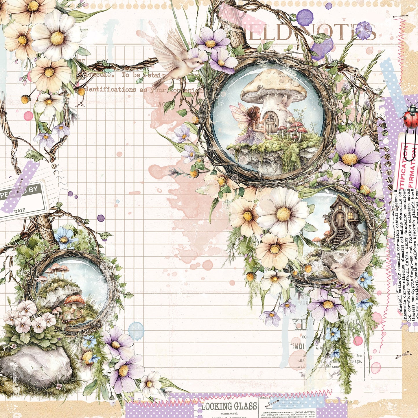 49 and Market - The Looking Glass Collection - 12 x 12 Double-Sided Paper - Whisper Ledger