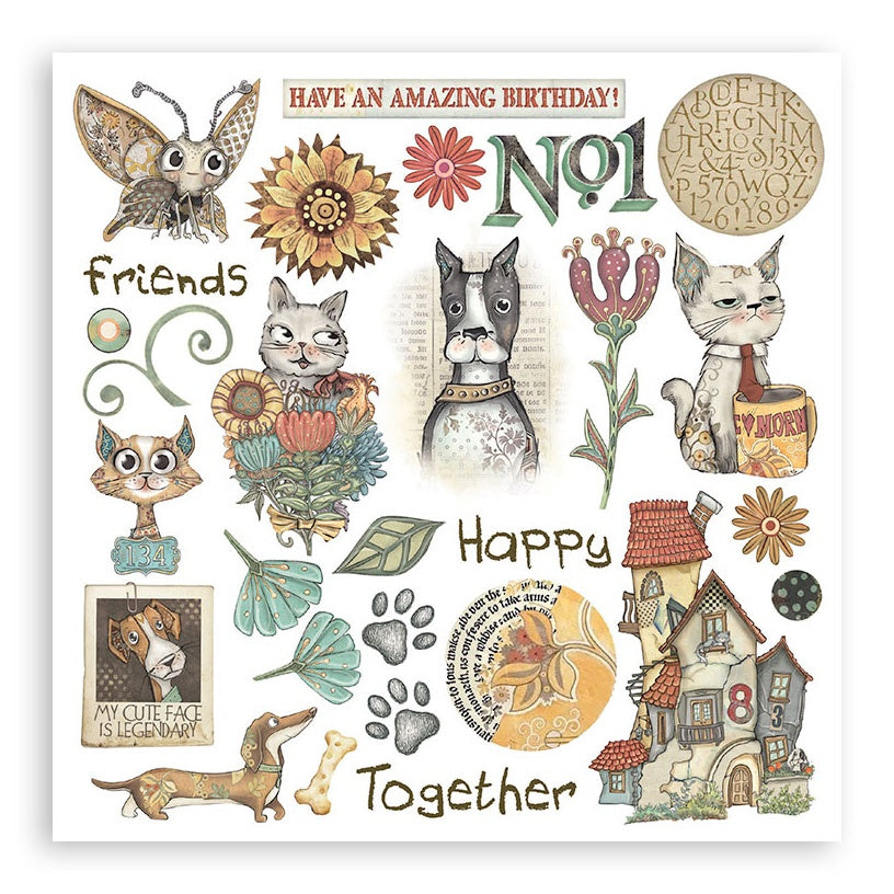 Stamperia - Furry Friends Collection - 6 x 6 Rub-On Assortment
