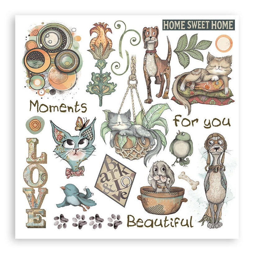 Stamperia - Furry Friends Collection - 6 x 6 Rub-On Assortment