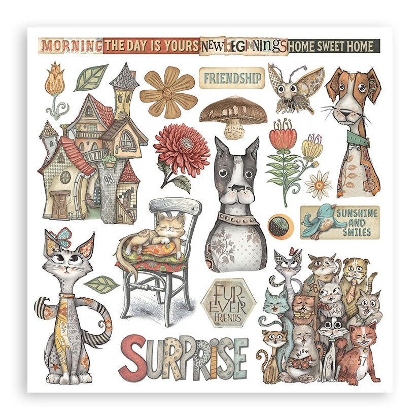 Stamperia - Furry Friends Collection - 6 x 6 Rub-On Assortment