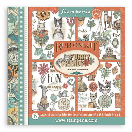 Stamperia - Furry Friends Collection - 6 x 6 Rub-On Assortment