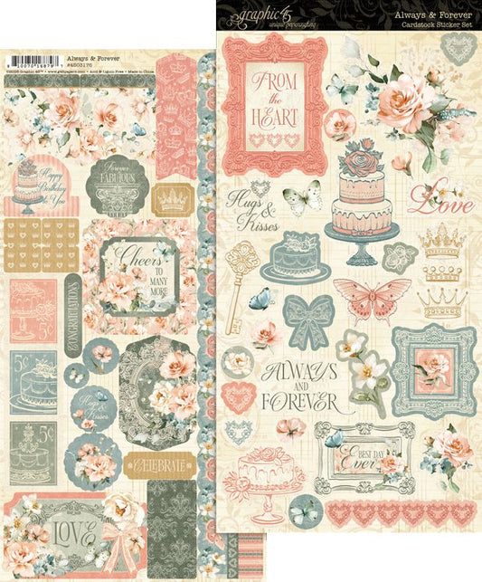 Graphic 45 - Always & Forever Collection - Cardstock Sticker Set - Preorder Only