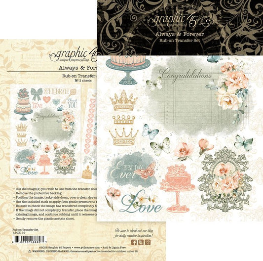 Graphic 45 - Always & Forever Collection - Rub-On Transfers - Preorder Only