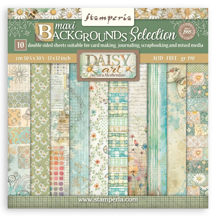 Stamperia - Daisy Art Collection - 12 x 12 Paper Pad - Backgrounds