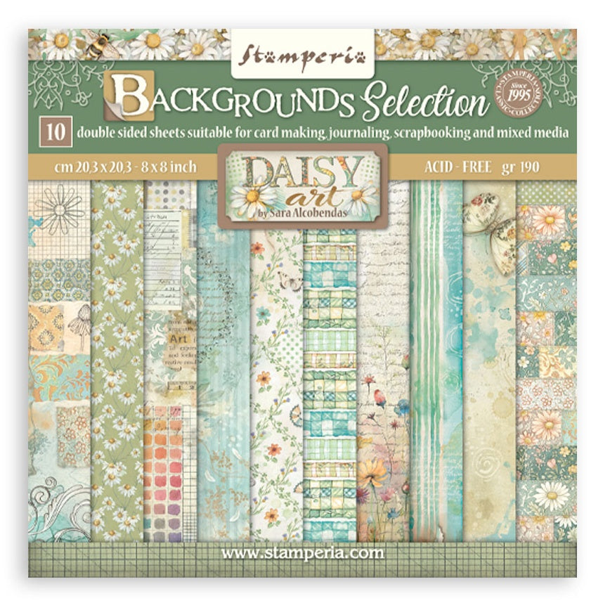 Stamperia - Daisy Art Collection - 8 x 8  Paper Pad - Backgrounds