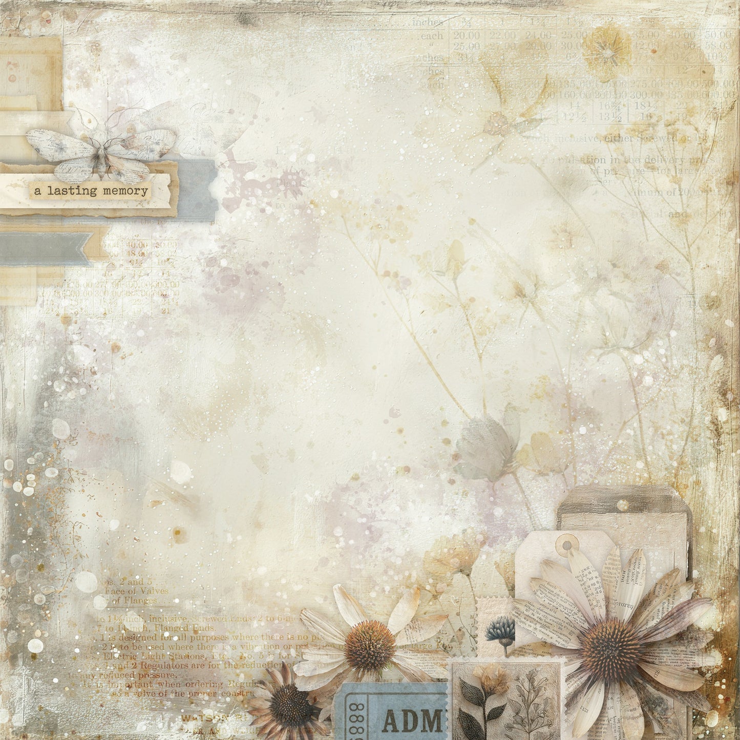 49 And Market - Faded Memory Lane Collection - 12 x 12 Double Sided Paper - Garden Archive