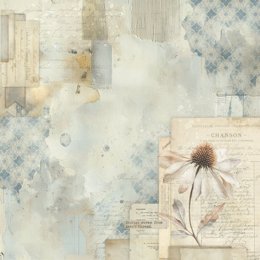 49 And Market - Faded Memory Lane Collection - 12 x 12 Double Sided Paper - Wildflower Notes