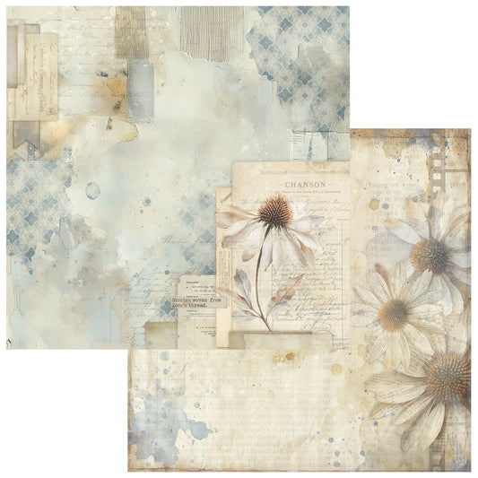 49 And Market - Faded Memory Lane Collection - 12 x 12 Double Sided Paper - Wildflower Notes