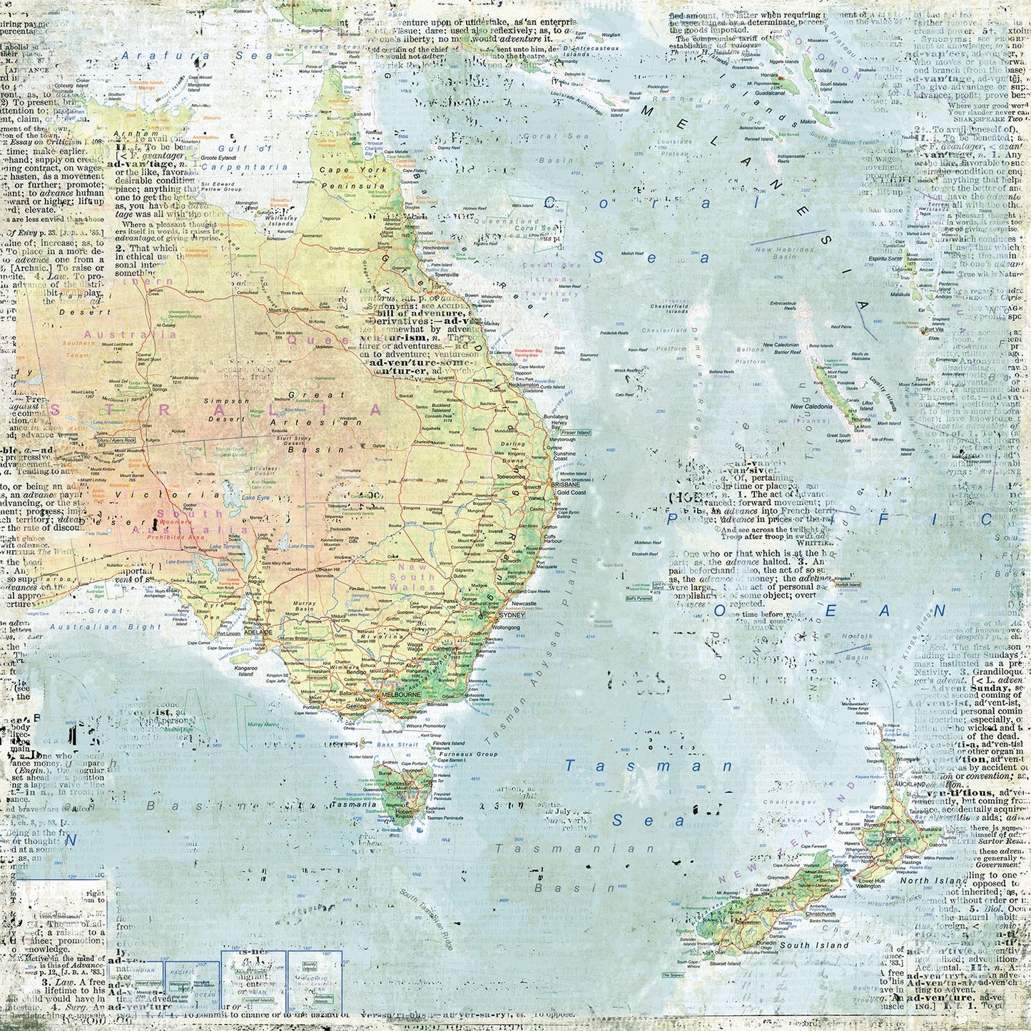 49 And Market - Travel Diaries Collection - 12 x 12 Double Sided Paper - Vintage Map